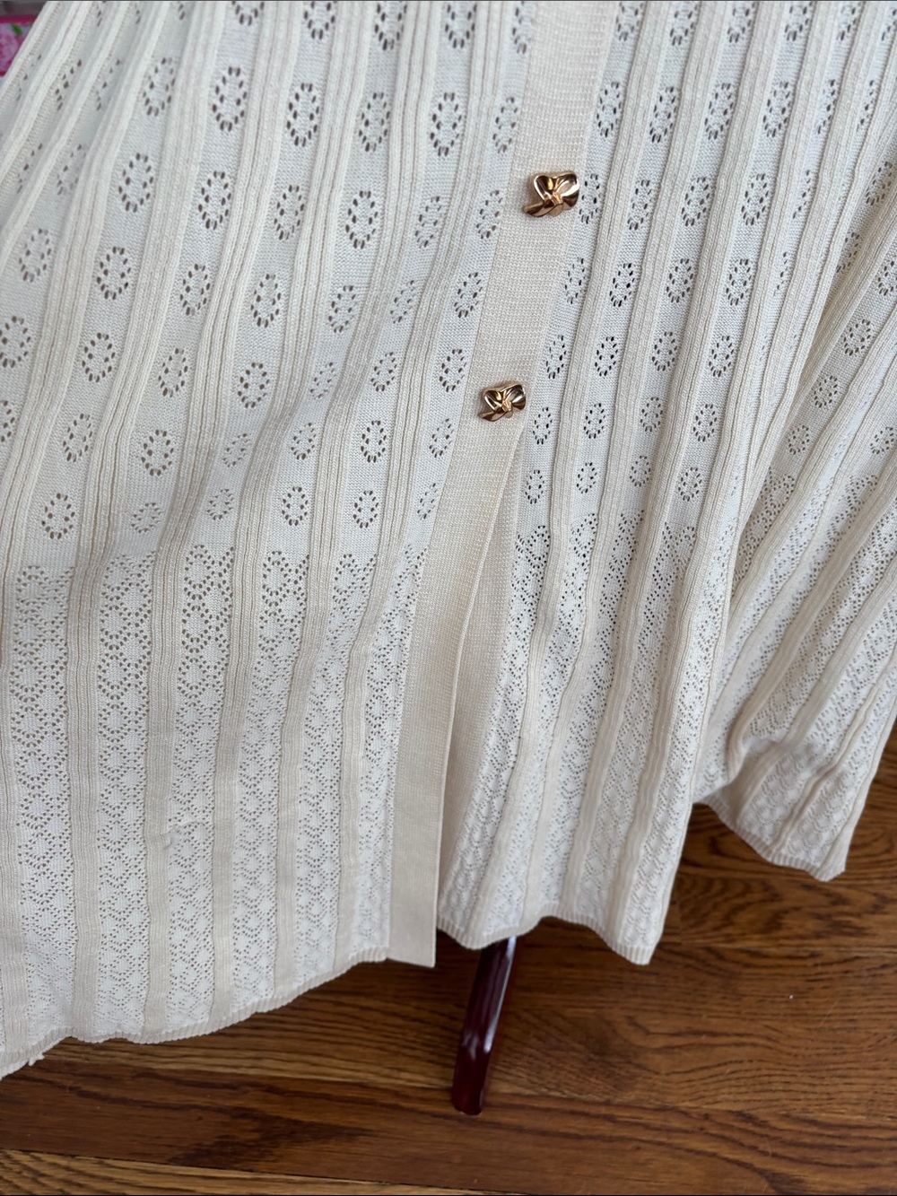 Commense Cream Ribbed Knit Midi Dress with Button Front - Picture 5 of 6